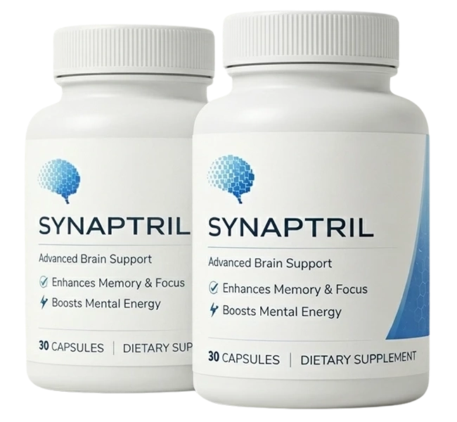 Synaptril brain formula bottles — 575 mg magnesium-anchored six-ingredient neuro blend for daily focus and memory